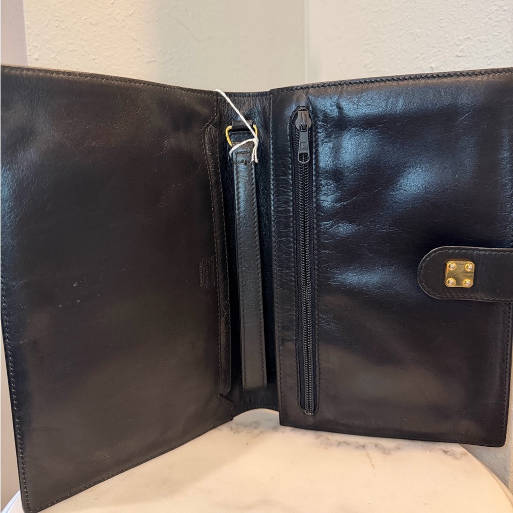 Loewe Black Leather Clutch/Wristlet with Gold Logo Tag - Picture 4 of 7